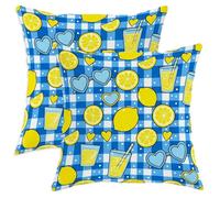 Juego de 2 fundas de almohada de color limón, con diseño de corazón, color azul, de terciopelo suave, lavable, para decoración del hogar, sala de estar, dormitorio, sofá, 20 x 20 pulgadas