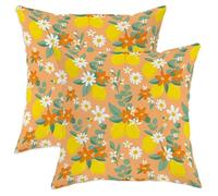 Juego de 2 fundas de almohada de color limón, flores de crisantemo, verano, amarillo, terciopelo suave, lavable, fundas decorativas para el hogar, dormitorio, sala de estar, sofá, decoración de 18 x