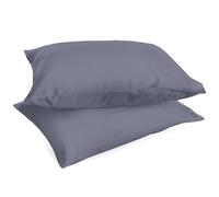 Juego de 2 Fundas de Almohada de Color Liso, 100% percal de algodón de 200 Hilos, 50 x 80 cm, Funda de cojín con Solapa, Juego de 2