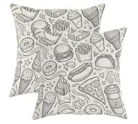 Juego de 2 fundas de almohada de hamburguesa, estilo casual, juguetón, helado, dona, verano, terciopelo suave, lavable, cuadradas, para el hogar, dormitorio, sala de estar, sofá, decoración de 16 x 16