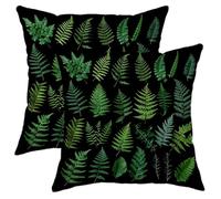 Juego de 2 fundas de almohada de helecho, fundas de cojín botánicas de hojas, inspiradas en la naturaleza, fundas de cojín decorativas para sala de estar, sofá, cama, 18 x 18 pulgadas