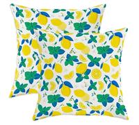 Juego de 2 fundas de almohada de limón con diseño de hojas de menta y lima tropical, amarillo, de terciopelo suave, lavable, para decoración del hogar, sala de estar, dormitorio, sofá, 45,7 x 45,7 cm