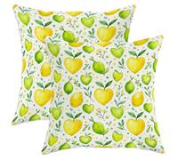 Juego de 2 fundas de almohada de limón, diseño de corazón, frutas, amarillo, con cierre oculta, para el hogar, recámara, sala de estar, sofá, decoración de 20 x 20 pulgadas
