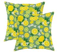 Juego de 2 fundas de almohada de limón, diseño de flores tropicales modernas de lima, color amarillo con cremallera oculta, para sala de estar, dormitorio, loft, oficina, decoración de coche, 22 x 22
