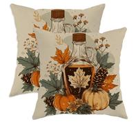 Juego de 2 fundas de almohada de otoño, jarabe de arce y calabaza, decoración del hogar para sofá, cama, 26 x 26 pulgadas