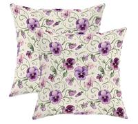 Juego de 2 fundas de almohada de pensamiento, diseño floral romántico, hojas de vid, primavera, color violeta, terciopelo suave, lavable, para sala de estar, cama, oficina, sofá, silla, decoración, 16