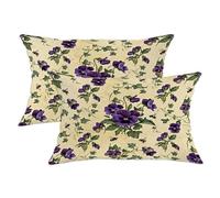 Juego de 2 fundas de almohada de pensamiento, hiedra botánica vintage, abeja, primavera, terciopelo, suave, lavable, para sala de estar, cama, oficina, sofá, silla, decoración, 20 x 12 pulgadas