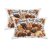 Juego de 2 fundas de almohada de perro Labrador Retriever con cremallera, suave, transpirable, apilado, cachorro, extraño, 12 x 20 pulgadas, diseño de hoja de arce, terciopelo, decorativo para sofá
