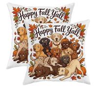 Juego de 2 fundas de almohada de perro Labrador Retriever con cremallera, suave, transpirable, apilado, cachorro, extraño, 45.7 x 45.7 cm, terciopelo de hoja de arce decorativo para sofá, sala de