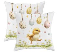 Juego de 2 fundas de almohada de pollito de Pascua, almohadas decorativas de primavera blanca, bonitas fundas de cojín de pollo y huevo para el hogar, sofá, dormitorio, 20 x 20 pulgadas