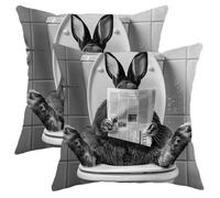 Juego de 2 fundas de almohada de primavera, divertidas fundas de almohada con diseño de conejo para leer periódicos, para interiores, baño, humor, granja, decoración para el hogar, sofá, cama, sofá