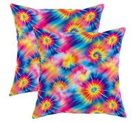 Juego de 2 fundas de almohada de teñido anudado, bohemio, vintage, remolino, caramelo, verano, multicolor, terciopelo suave, lavable, detalles para el hogar, dormitorio, sala de estar, sofá