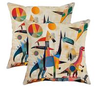 Juego de 2 fundas de almohada decorativas de dinosaurios de dibujos animados, divertidos cojines para habitación de niños, cojines para el hogar, sofá y cama, 26 x 26 pulgadas