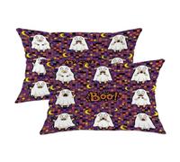 Juego de 2 fundas de almohada divertidas de ovejas de Halloween de 12 x 20 pulgadas, juego de fundas de almohada suaves y divertidas con cremallera, patrón espeluznante de terciopelo, decoración de
