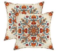 Juego de 2 fundas de almohada florales con diseño de hojas de color naranja otoñal con cremallera oculta, almohadas decorativas para sala de estar, apartamento, cama, sofá, decoración de 20 x 20