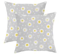 Juego de 2 fundas de almohada florales de margaritas, cojines de flores amarillas y blancas para decoración del hogar de primavera, acogedoras fundas de almohada para sofá y cama, 20 x 20 pulgadas