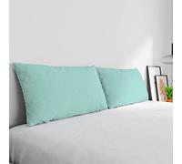 Juego de 2 Fundas de Almohada MAX Color 100% algodón, Made in Italy, 50x80 cm con Solapa Interior, Liso - Verde ACQUA