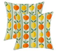 Juego de 2 fundas de almohada naranjas, modernas y divertidas hojas de limón, terciopelo suave, lavables, para decoración del hogar, sala de estar, dormitorio, sofá, 22 x 22 pulgadas