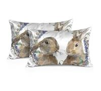 Juego de 2 fundas de almohada para nieta, conejo, corona floral, fundas de almohada decorativas, tío padrino, regalo de cumpleaños para mujer, regalo de cumpleaños para abuela, 50 x 80 cm