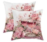 Juego de 2 fundas de almohada románticas vintage con diseño de hojas primaverales, terciopelo suave, lavable, cuadradas, para sala de estar, cama, oficina, sofá, silla, decoración, 16 x 16 pulgadas