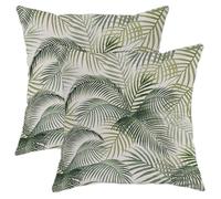 Juego de 2 fundas de almohada tropicales con cremallera y hojas de plantas botánicas rústicas, África, neutro, terciopelo verde oscuro, cómodas, decorativas, para dormitorio, apartamento, sofá, 16 x