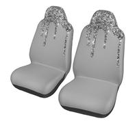 Juego De 2 Fundas De Asiento para Coche Gotas De Impresión De Purpurina Plateada Brillante Funda para Asiento Coches Mujer Cubiertas De Asientos, para Mayoría De Vehículos, Camión, SUV