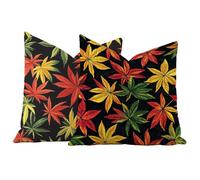 Juego de 2 Fundas de Cojín 30x30 Terciopelo Negro Naranja, Fundas Almohada Decorativas para Sofá Cama Salón, Doble Cara Estampado con Cremallera Invisible, Decoración Hogar Moderno Regalo, -#b256s