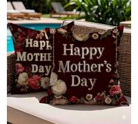 Juego de 2 Fundas de Cojín 35x35 Lino Día de la Madre Póster, Fundas Almohada Decorativas para Sofá Cama Salón, Doble Cara Estampado con Cremallera Invisible, Decoración Hogar Moderno Regalo, -#b720s