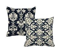 Juego de 2 Fundas de Cojín 35x35 Lino Marina de guerra Bohemia,Fundas Almohada Decorativas para Sofá Cama Salón,Doble Cara Estampado con Cremallera Invisible,Decoración Hogar Moderno Regalo,-#b286s