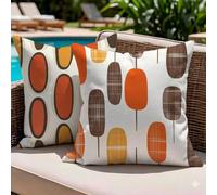 Juego de 2 Fundas de Cojín 35x35 Lino Naranja Geometría, Fundas Almohada Decorativas para Sofá Cama Salón, Doble Cara Estampado con Cremallera Invisible, Decoración Hogar Moderno Regalo, -#b1736s