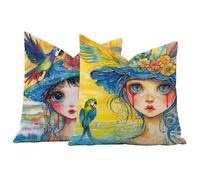 Juego de 2 Fundas de Cojín 35x35 Terciopelo Abstracto Chica, Fundas Almohada Decorativas para Sofá Cama Salón, Doble Cara Estampado con Cremallera Invisible, Decoración Hogar Moderno Regalo, -#b78s