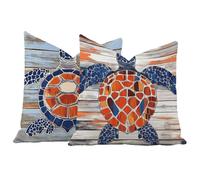 Juego de 2 Fundas de Cojín 35x35 Terciopelo Azul marino Tortoise, Fundas Almohada Decorativas para Sofá Salón, Doble Cara Estampado con Cremallera Invisible, Decoración Hogar Moderno Regalo, -#b188s