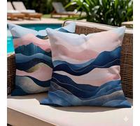Juego de 2 Fundas de Cojín 40x40 Lino Marina de guerra Rosa claro, Fundas Almohada Decorativas para Sofá Salón, Doble Cara Estampado con Cremallera Invisible, Decoración Hogar Moderno Regalo, -#b1368s