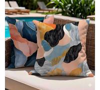 Juego de 2 Fundas de Cojín 40x40 Lino Marina de guerra Rosa oscuro, Fundas Almohada Decorativas para Sofá Salón, Doble Cara Estampado con Cremallera Invisible, Decoración Hogar Moderno Regalo, -#b762s