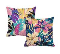 Juego de 2 Fundas de Cojín 40x40 Lino Vistoso Hojas tropicales,Fundas Almohada Decorativas para Sofá Cama Salón,Doble Cara Estampado con Cremallera Invisible,Decoración Hogar Moderno Regalo,-#b248s