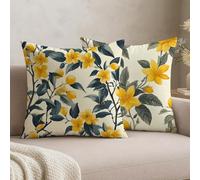 Juego de 2 Fundas de Cojín 40x40 Terciopelo Amarillo Limón, Fundas Almohada Decorativas para Sofá Cama Salón, Doble Cara Estampado con Cremallera Invisible, Decoración Hogar Moderno Regalo, -#b1014s