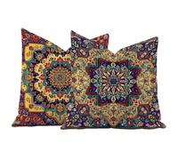 Juego de 2 Fundas de Cojín 40x40 Terciopelo Bohemia Retro, Fundas Almohada Decorativas para Sofá Cama Salón, Doble Cara Estampado con Cremallera Invisible, Decoración Hogar Moderno Regalo, -#b16s