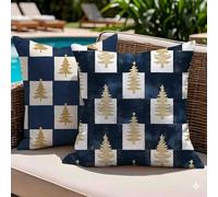 Juego de 2 Fundas de Cojín 50x50 Lino Marina de guerra Amarillo,Fundas Almohada Decorativas para Sofá Cama Salón,Doble Cara Estampado con Cremallera Invisible,Decoración Hogar Moderno Regalo,-#b870s