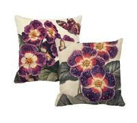 Juego de 2 Fundas de Cojín 55x55 Lino Púrpura claro Flor, Fundas Almohada Decorativas para Sofá Cama Salón, Doble Cara Estampado con Cremallera Invisible, Decoración Hogar Moderno Regalo, -#b168s
