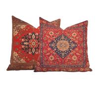 Juego de 2 Fundas de Cojín 60x60 Terciopelo Carmesí Bohemia, Fundas Almohada Decorativas para Sofá Cama Salón, Doble Cara Estampado con Cremallera Invisible, Decoración Hogar Moderno Regalo, -#b204s