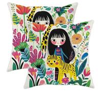 Juego de 2 fundas de cojín coloridas con temática de selva floral, bonitas fundas de cojín decorativas para el hogar, sofá, cama, sofá, decoración de jardín de primavera, 20 x 20 pulgadas