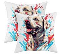 Juego de 2 fundas de cojín coloridas de Labrador Retriever, vibrantes fundas de cojín decorativas con arte de perro, decoración del hogar para amantes de los animales de verano, para sofá, cama, sofá