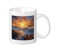 Juego de 2 fundas de cojín con cremallera y diseño de amanecer, diseño de ondas, mar, océano, naturaleza, nube, cielo, sol, paisaje, orillas, naranja, gris, terciopelo, adornos cómodos, para el hogar