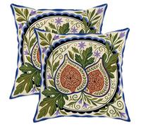 Juego de 2 fundas de cojín con diseño botánico tradicional de hojas y flores, color verde primavera, terciopelo suave, lavable, para sala de estar, dormitorio, loft, oficina, decoración de automóvil