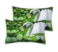 Juego de 2 fundas de cojín con estampado de hojas verdes, muy suaves, de calidad, cómodas, lavables a máquina