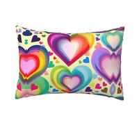 Juego De 2 Fundas De Cojín Corazones En Colores del Rainbow Fundas De Almohada Modernas Decoración Cubierta Almohada, para Jardín, Oficina, Cama, 40X60Cm