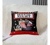Juego de 2 fundas de cojín cuadradas de noche de cine de 18 x 18 pulgadas, decoración de cine reversibles, fundas de almohada para decoración de niños, fundas de almohada de cine, decoración del hoga