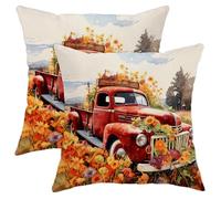 Juego de 2 fundas de cojín cuadradas de primavera con diseño de árbol botánico rústico, acuarela, madera, naranja, rojo, terciopelo, decorativas, cómodas, para dormitorio, apartamento, sofá, juego de