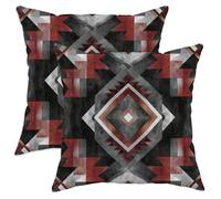 Juego de 2 fundas de cojín de diamante, geométrico, moderno, triangular, patrón de zigzag, rojo otoñal, funda de cremallera oculta, almohadas decorativas para sala de estar, cama, oficina, sofá, silla