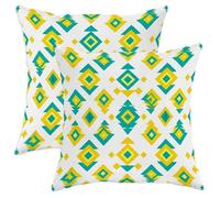 Juego de 2 fundas de cojín de diamante, geométrico, moderno, triangular, patrón de zigzag, turquesa de verano, con funda de cremallera oculta, almohadas decorativas para sala de estar, dormitorio